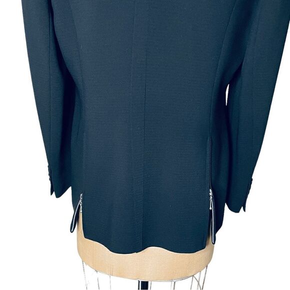 George Simonton Black Crepe Zip Detail Suit Jacket Blazer - size 12 - Picture 6 of 14